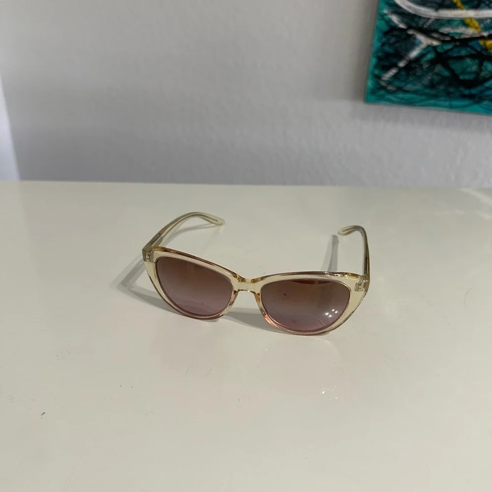 Barton Perreira Clear Frame Sunglasses with Pink Gradient Lenses